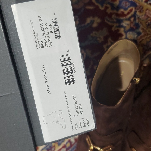 Chain Block Heel Suede Booties - Picture 9 of 12